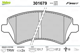 Stabdžių trinkelių rinkinys, diskinis stabdys VALEO 301679 kaina