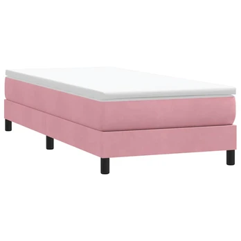Box Spring Lova be čiužinio Rožinė 100x210 cm aksomas