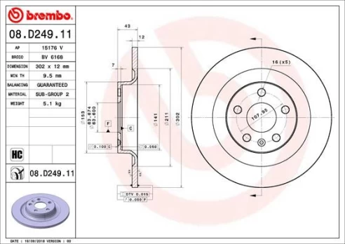 Stabdžių diskas BREMBO 08.D249.11