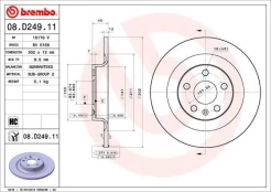 Stabdžių diskas BREMBO 08.D249.11 kaina
