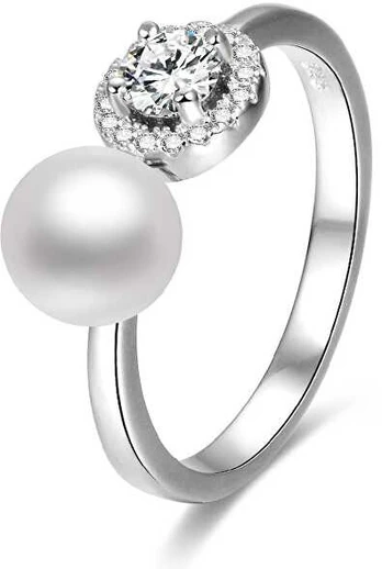 Beneto Open sidabrinis ring with zircons and AGG339 pearl