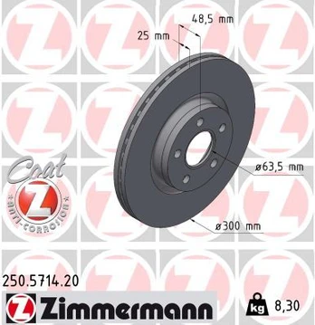 Stabdžių diskas ZIMMERMANN 250.5714.20