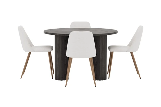 Juno Round Dining Table Ø120x75 Black 3D Paper + Night Chair 2-pack Mocca _4