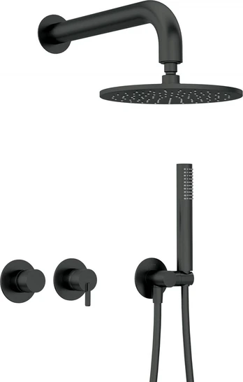 Concealed shower set with overhead shower - with horizontal mixer