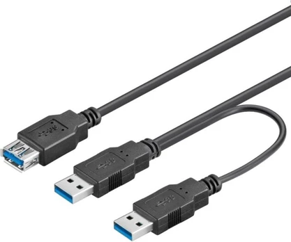 USB kabelis PremiumCord USB-A - 2x USB-A Juodas (ku3y02)
