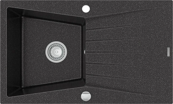Granitinė virtuvinė plautuvė Mexen Cesar su sifonu, Black granite