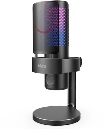 Studijinis kondensatorinis mikrofonas Fifine A9 USB RGB Plug&Play žaidimams