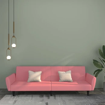 Dvivietė sofa-lova, rožinės spalvos, aksomas