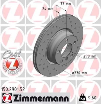 Stabdžių diskas ZIMMERMANN 150.2901.52