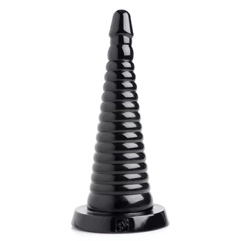 XR Brands Master Series Ribbed Intimate Cone Black 28.5cm Large Size