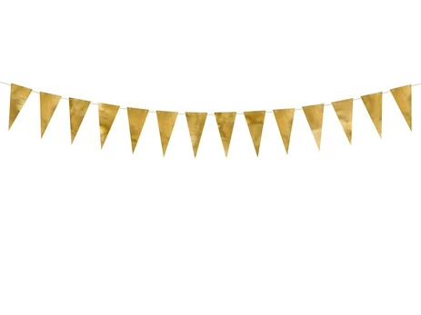 PartyDeco Gold Bunting, auksinis, 2.15 m
