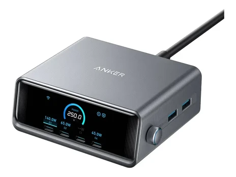 Anker Prime 250W GaN Desktop Charger Sidabrinis