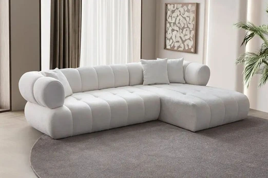 Kampinė sofa Petra Right, balta