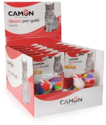 CAMON katėms 4 minkšti spalvoti kamuoliukai su katžole 3.5cm