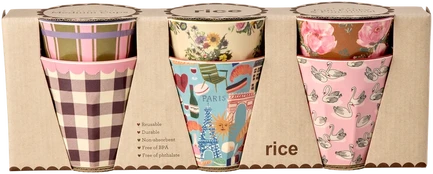 Rice - Melamine Cups with Bon Vivant Prints - Medium - 250 ml