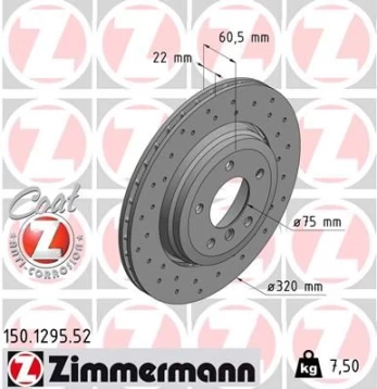 Stabdžių diskas ZIMMERMANN 150.1295.52