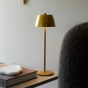 LED akumuliatorinė stalo lempa Eze, matinis auksas, 32 cm, IP54, USB