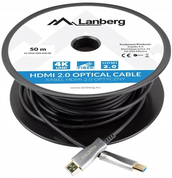 50m Hdmi Lanberg v2.0 optinis Aoc 4k 60 Uhd kabelis