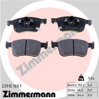 Stabdžių trinkelių rinkinys, diskinis stabdys ZIMMERMANN 22910.160.1