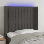 Galvūgalis su LED, tamsiai pilkas, 93x16x118/128cm, aksomas kaina