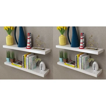 Sieninės lentynos, 4vnt., baltos, 80 cm