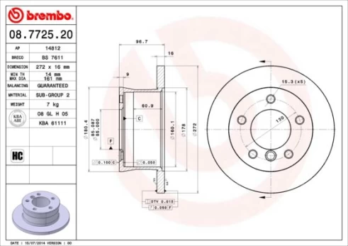 Stabdžių diskas BREMBO 08.7725.20