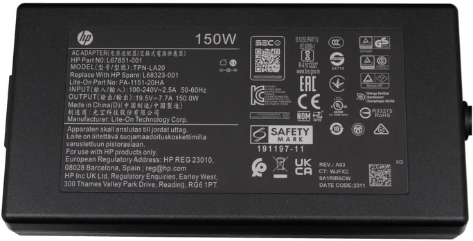 Nešiojamojo kompiuterio maitinimo adapteris HP 150W Slim AC Adapteris for HP