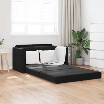 Sofa lova 2-in-1 Juoda 124x204x61 cm Aksomas