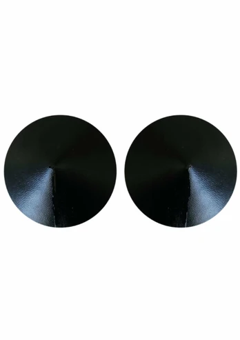 Kinky Diva PU Leather Nipple Covers Reusable Adhesive Black Pasties