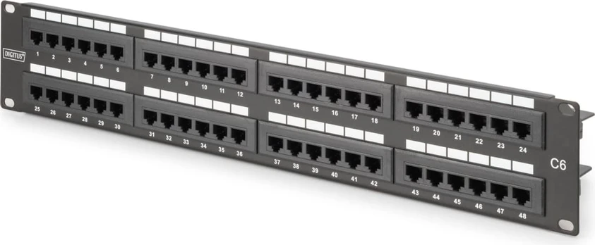 DIGITUS Patchpanel 2HE 48-Port Cat6 ungeschirmt juodas