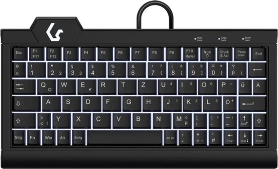 Klaviatūra KeySonic TAS KSK-3010ELC (DE) Super-Mini Backlight juodas