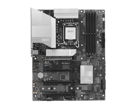 Pagrindinė plokštė MSI PRO B860-P | Processor family Intel | Processor socket LGA1851 | DDR5 | Supported hard disk drive interfaces SATA, M.2 | Number of SATA connectors 4