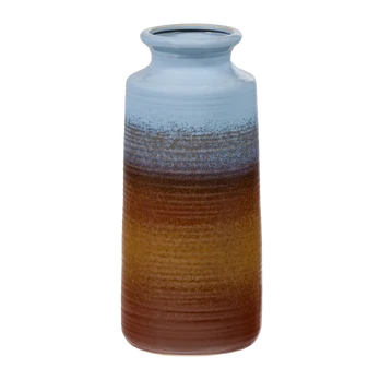 DECENNIA XL VASE CERAMICS BLUE/YELLOW 38xO17 CM