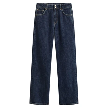 Platūs džinsai moterims, Mėlyna, Relaxed double button jeans