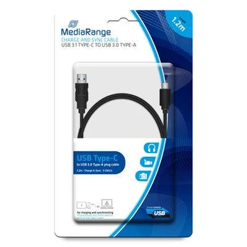 USB kabelis MediaRange USB-A - USB-C 1.2 m Juodas (MRCS160)