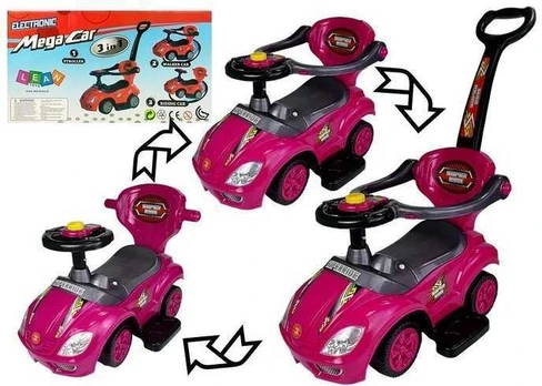 Stumiamas automobilis Mega Car 3in1, rožinis