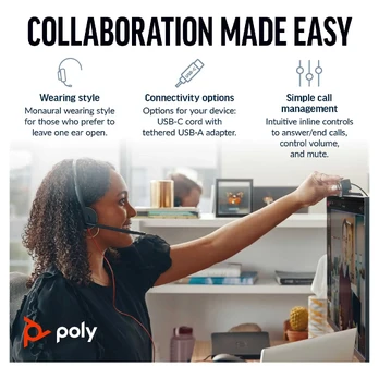 Ausinės Poly BW 3210 Mono USB-C HS +USB-C/A 8X214AA