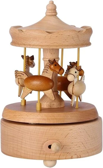 Medinė muzikinė dėžutė Carousel