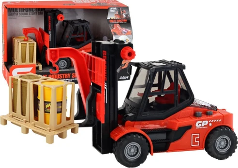 Lean Raudona Forklift 1:16 Moving Forks Sounds Lights