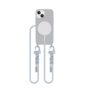 Pilkas dėklas su dirželiu Apple iPhone 13 Mini telefonui "Tech-Protect Magnecklace Mag"