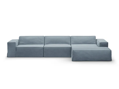Modular Right Corner Sofa, "Jodie", 4 Seats, 284x166x70, Muted Blue