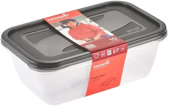 Keeeper Food container set rectangular 3x2,4L Fredo "Fresh" transparent/crystal pilka