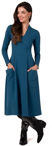 Mėlyna suknelė su kišenėmis BeWear