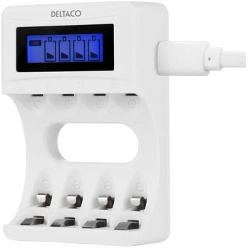 Deltaco Ultimate NiMh USB charger AA/AAA batteries display (SG)