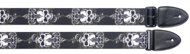 Diržas gitarai Stagg STE Juodas SKULL