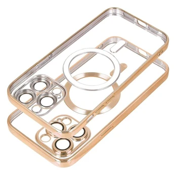 Gold ELECTRO MAG COVER case compatible with MagSafe for IPHONE 16e auksinis