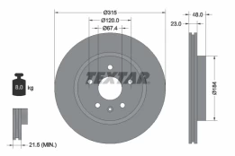 TEXTAR 92187303 Brake Disc kaina