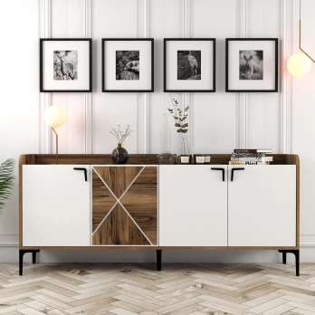 Konsolė Venedik-Walnut, White Graikinis riešutas Balta
