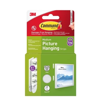 3M Command Strips Baltas Medium 4 Sets 17204WHI-4