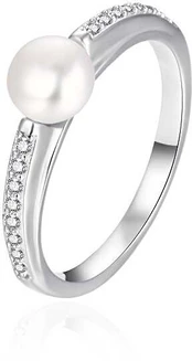 Agato Elegant sidabrinis ring with genuine pearl AGT-R08W